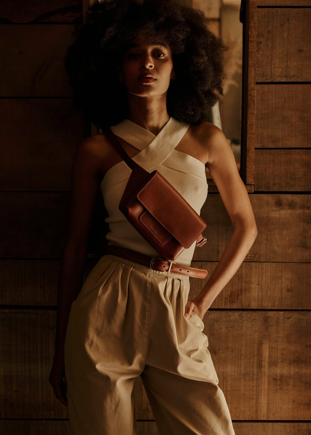 La Nomade – Banane en cuir unisexe, doublée cuir, artisanat français - Léonny Cha