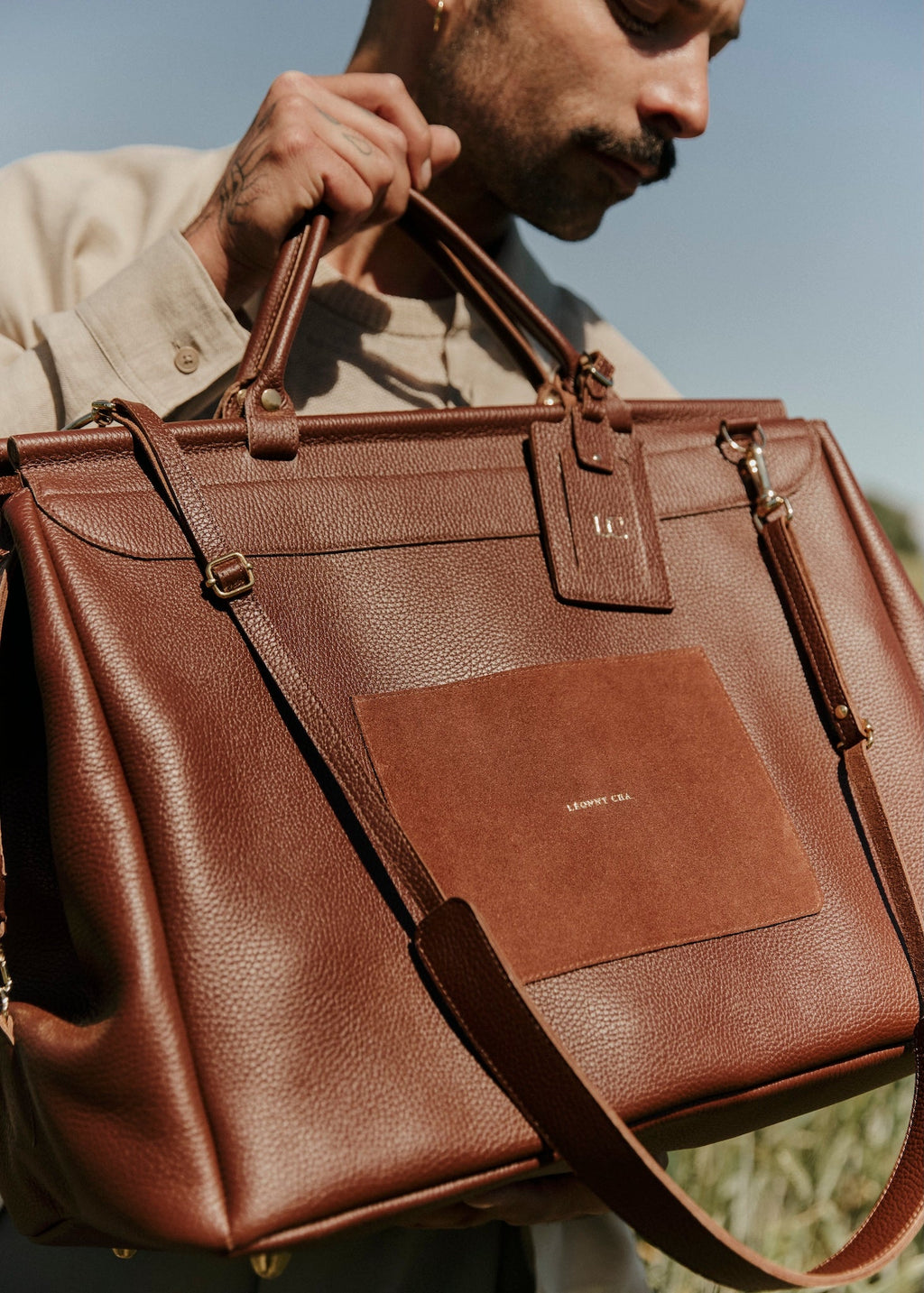 Le Rivage – Sac de voyage week - end en cuir unisexe, haut de gamme, made in France - Léonny Cha