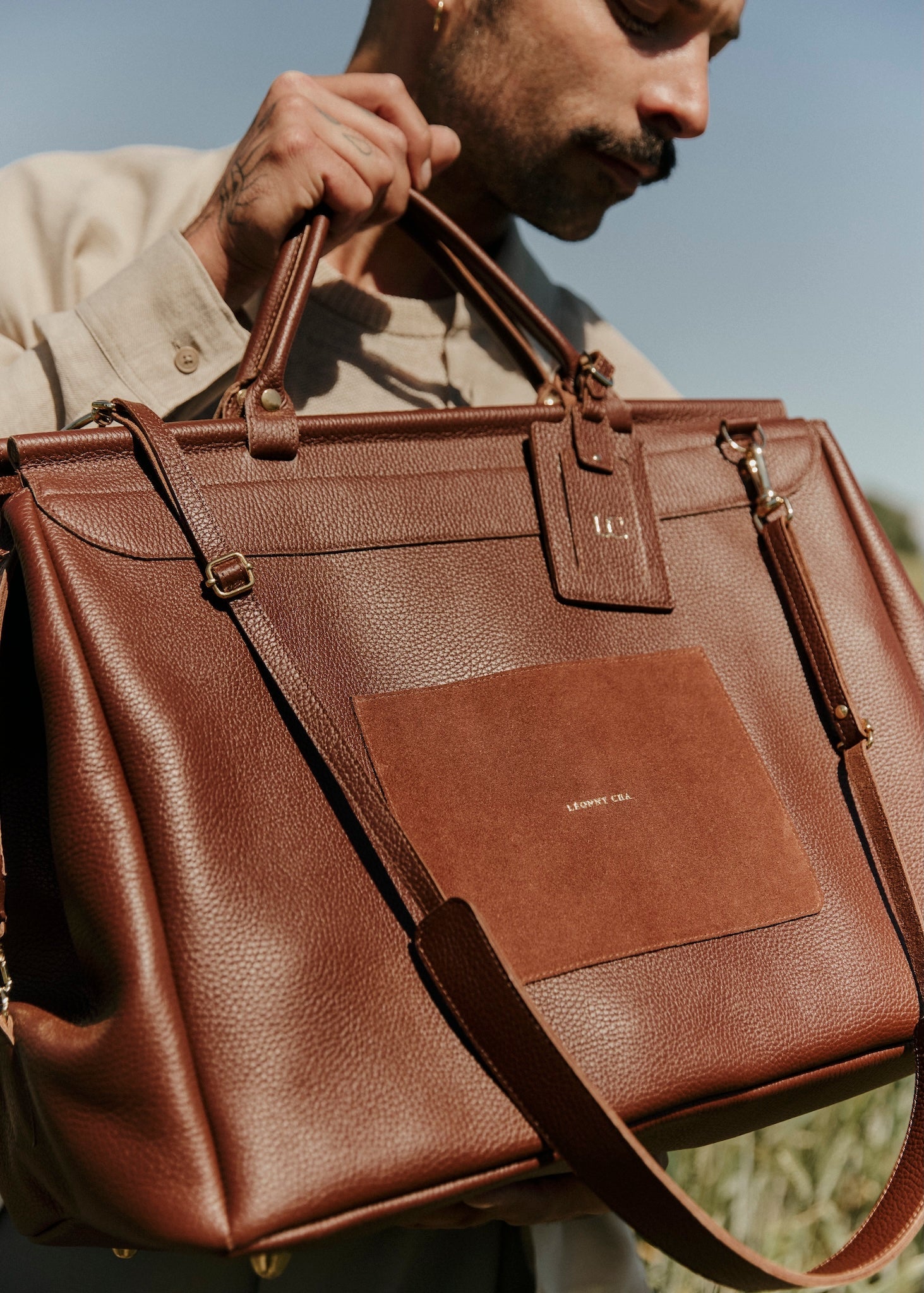 Le Rivage – Sac de voyage week - end en cuir unisexe, haut de gamme, made in France - Léonny Cha