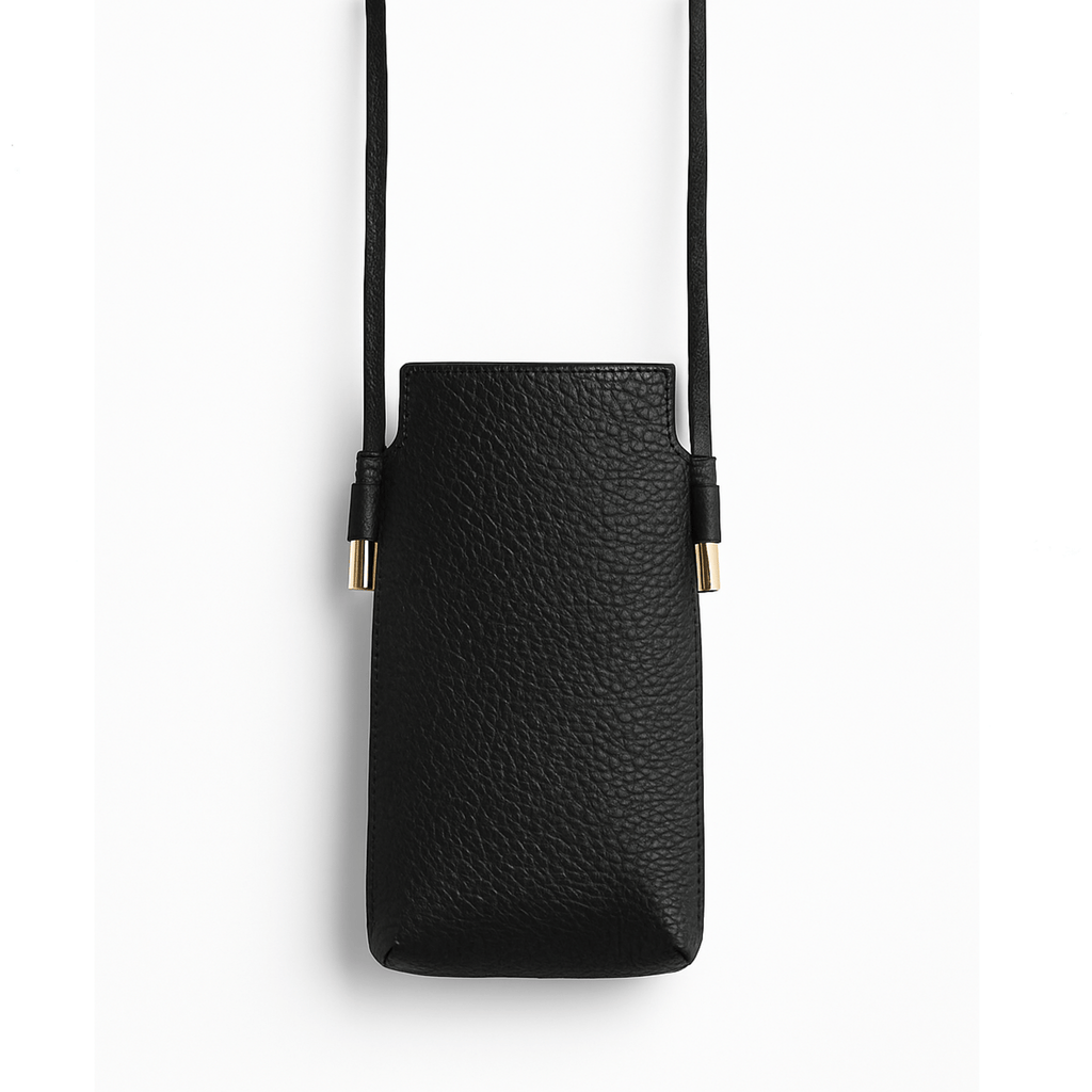 L’Essentiel – Pochette téléphone en cuir avec bandoulière, artisanat français - Léonny Cha