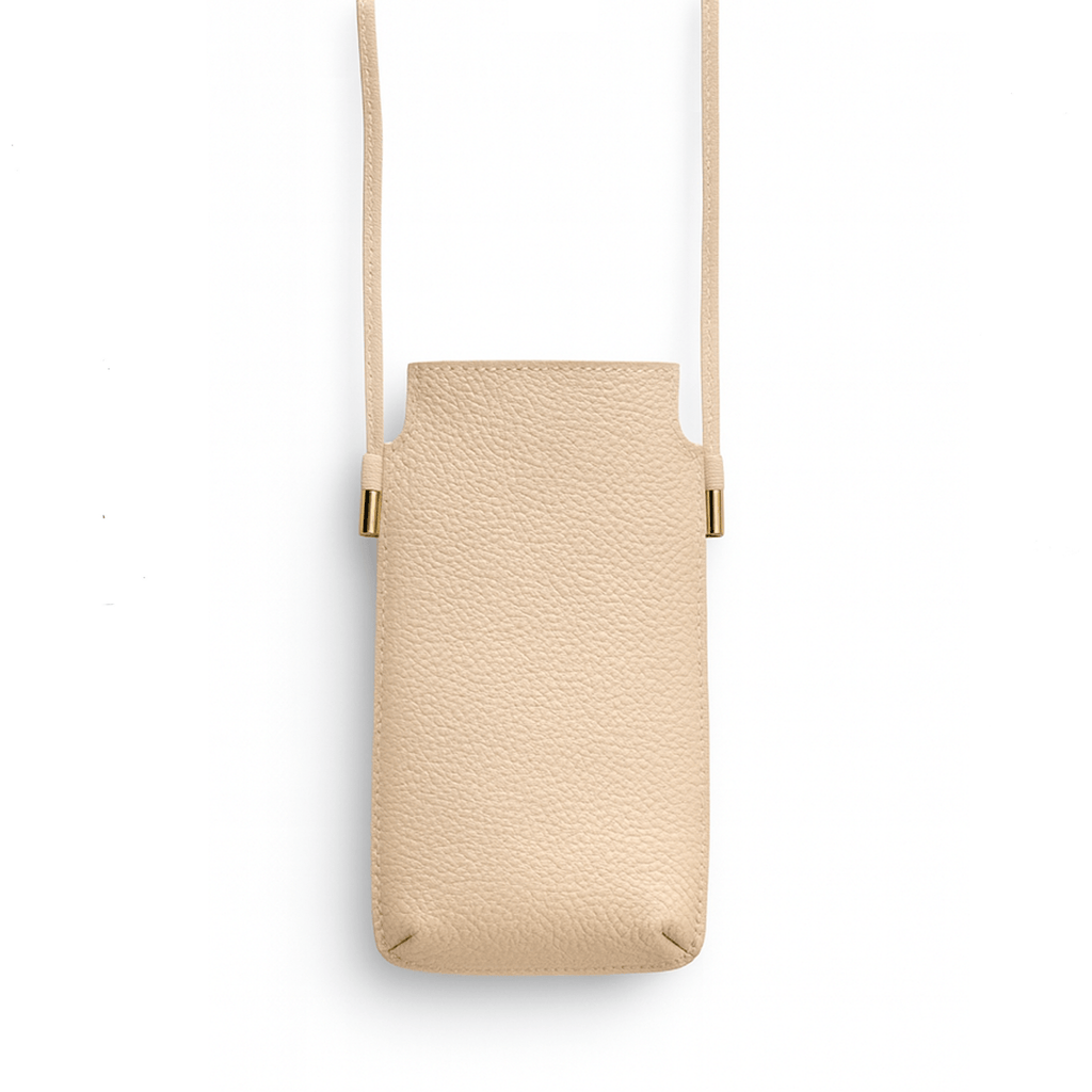 L’Essentiel – Pochette téléphone en cuir avec bandoulière, artisanat français - Léonny Cha