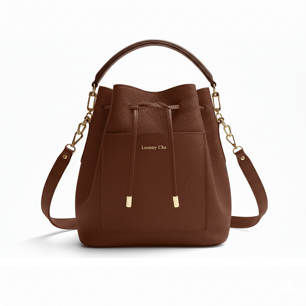 L’Intemporel – Sac Seau en cuir avec cordon, artisanal et made in France - Léonny Cha